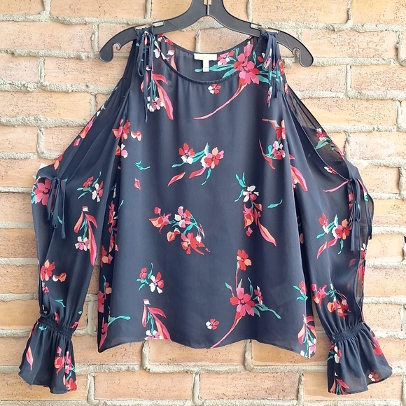 Joie Cut-Out Sleeves Silk Blouse Floral Print - Picture 1 of 11